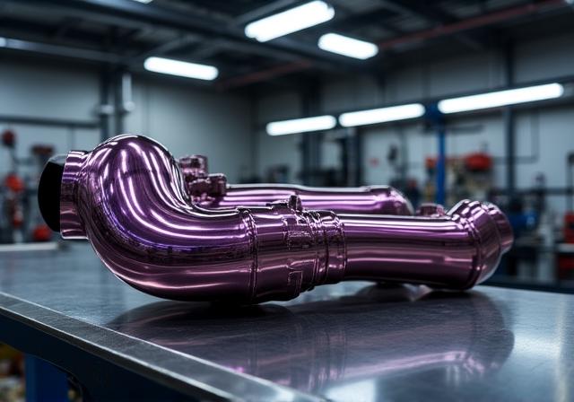 Titanium exhaust system being weighed or handled